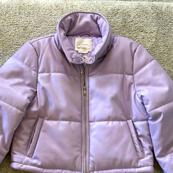 Anthropologie by Anthropologie Faux Leather Puffer Jacket in Lavender - Picture 3 of 10